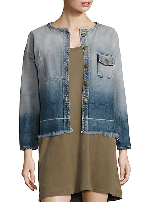 Current/Elliott - The Off-Duty Cropped Ombre Denim Jacket