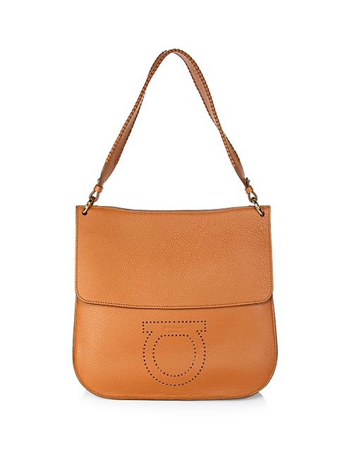 Salvatore Ferragamo - Gancio Mood Luna Pebbled Leather Hobo Bag