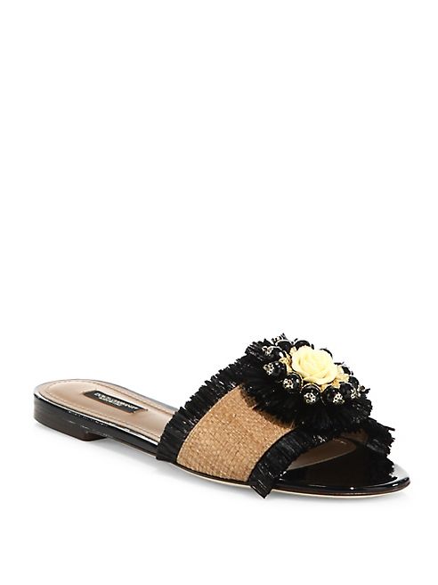 Dolce & Gabbana - Beaded Raffia Slides