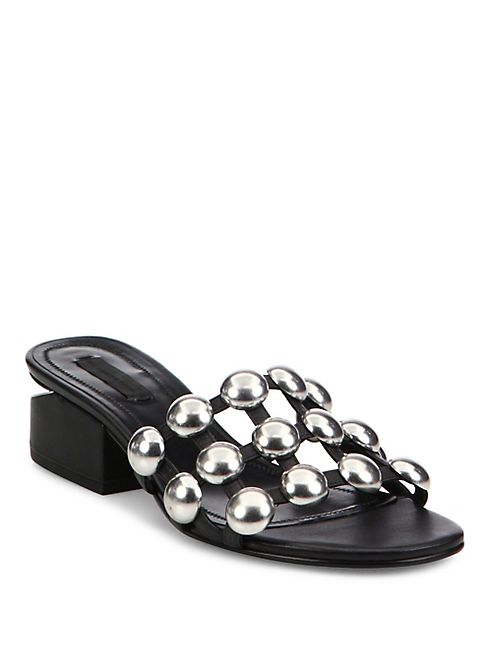 Alexander Wang - Lou Tilt-Heel Studded Leather Slides