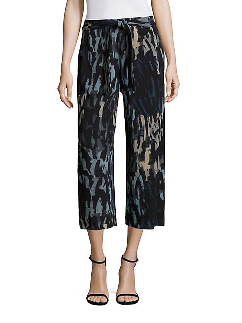 Fuzzi - Abstract Print Cropped Pants