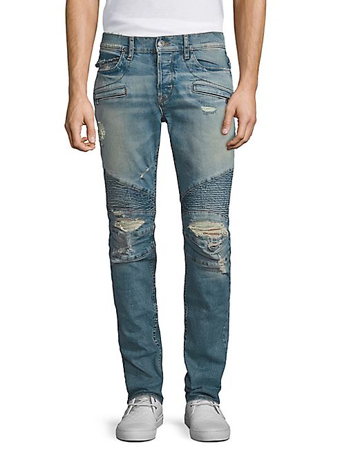 Hudson - Blinder Biker Slim-Fit Distressed Jeans