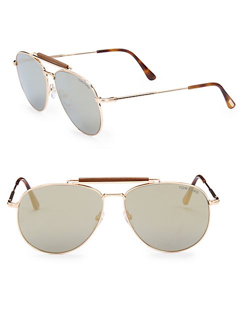 Tom Ford Eyewear - Sean 60MM Mirrored Aviator Sunglasses