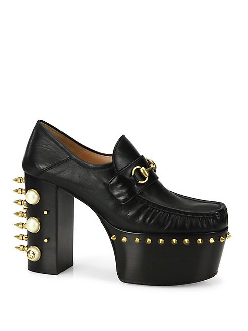 Gucci - Vegas Leather Platform Loafer Pumps