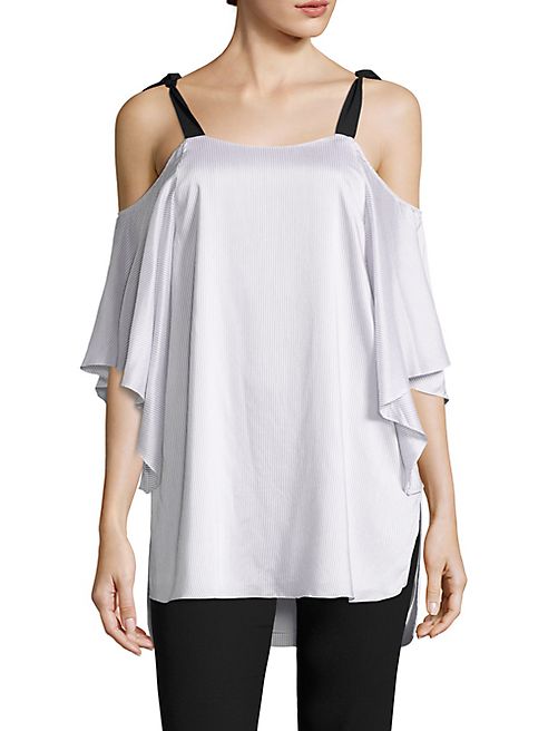 Halston Heritage - Cold Shoulder Striped Top