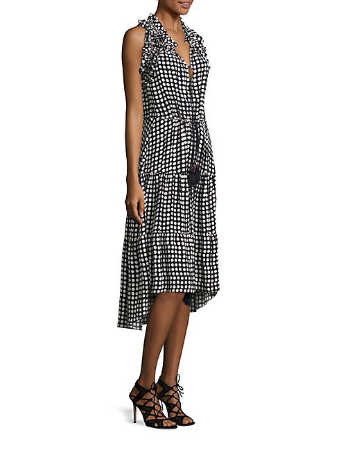 FIGUE - Gabriella Polka Dot Silk Midi Dress