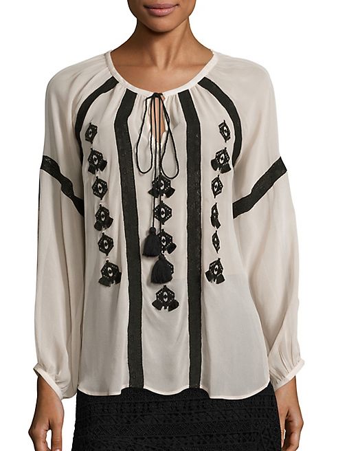 FIGUE - Tasmeen Embroidered Silk Top