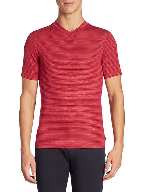 Armani Collezioni - Striped V-Neck Tee