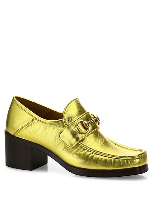 Gucci - Vegas Metallic Leather Loafers