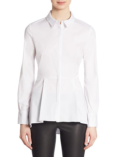 Saks Fifth Avenue Collection - Hidden Placket Long Sleeve Peplum Shirt