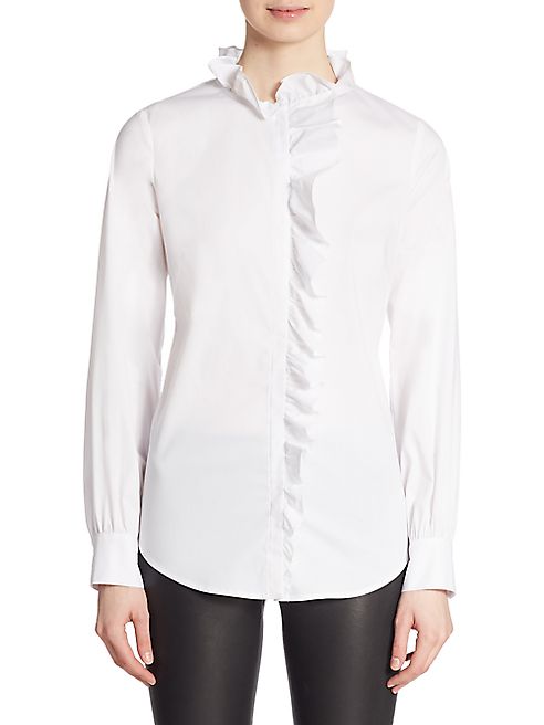 Saks Fifth Avenue Collection - Long Sleeve Ruffled Placket Shirt