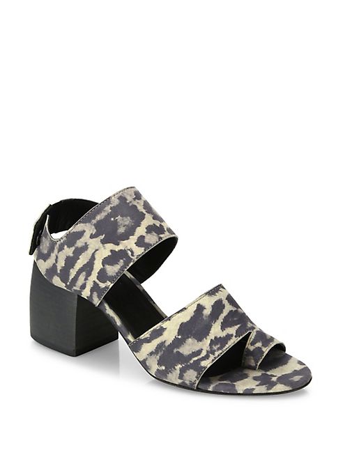 LD Tuttle - The Lace Leopard-Print Leather Block-Heel Sandals