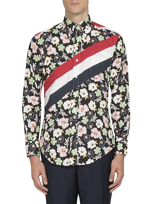 Thom Browne - Floral Striped Button-Down Shirt