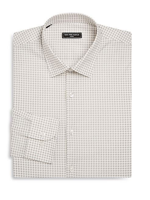 Saks Fifth Avenue Collection - Modern Slim-Fit Geometric-Print Woven Dress Shirt