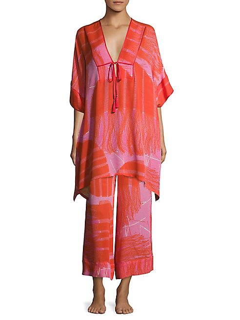 Josie Natori - Manila Bay Patterned Silk Caftan