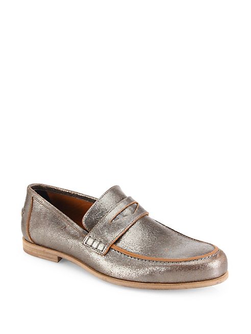 Jimmy Choo - Darblay Metallic Gunmetal Loafers