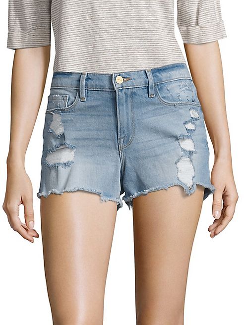 FRAME - Le Cut-Off Distressed Denim Shorts