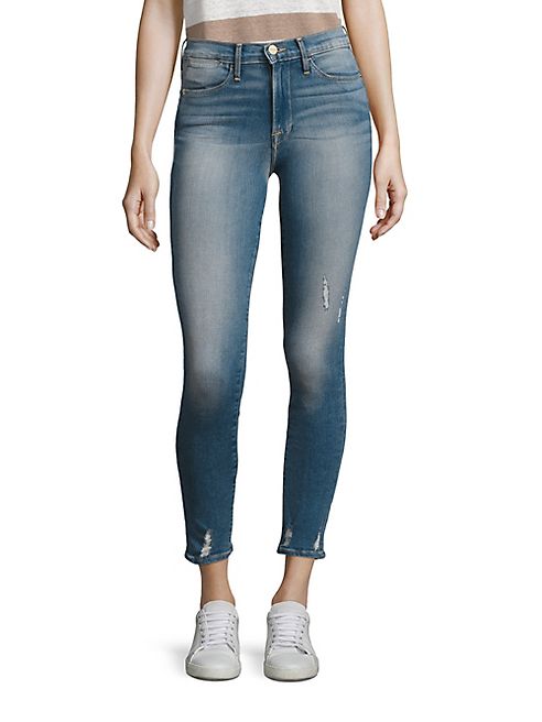 FRAME - Le High Distressed Skinny Jeans