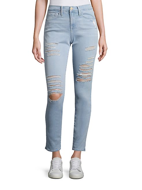 FRAME - Le Skinny De Jeanne Distressed Skinny Jeans