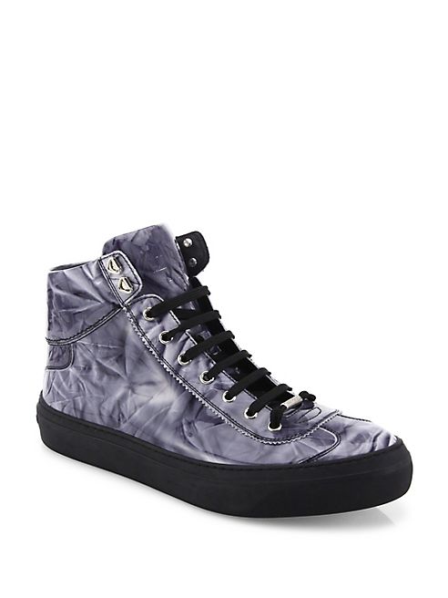 Jimmy Choo - Argyle Creased High-Top Sneakers