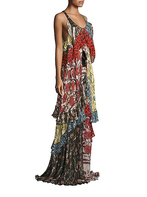 Roberto Cavalli - Long Silk Patchwork Dress