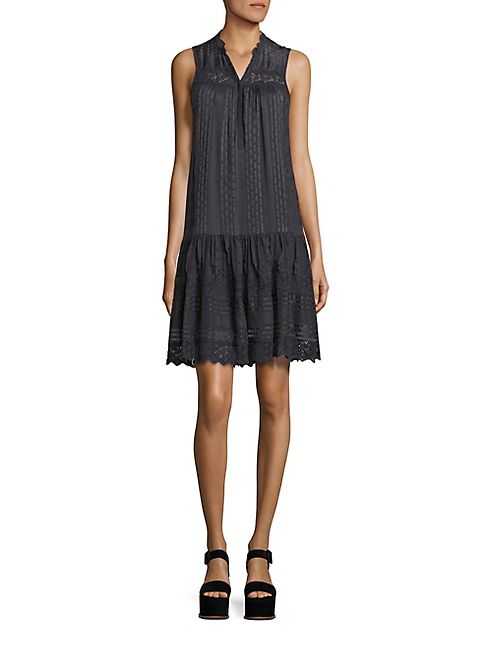 Rebecca Taylor - Striped Silk & Lace Dress