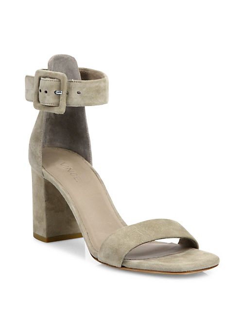 Vince - Blake Buckle Suede Block Heel Sandals