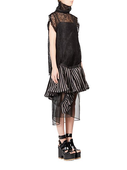 Sacai - Lace Striped Dress