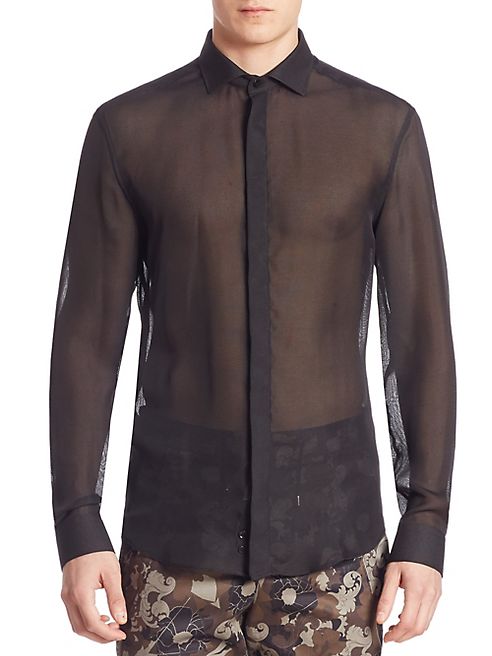 Versace Collection - Sheer Casual Button-Down Shirt