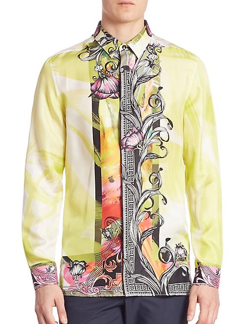 Versace Collection - Camicia Trend Floral Printed Silk Shirt