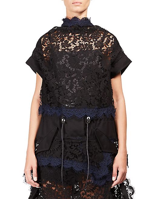 Sacai - Tie-Back Lace Top