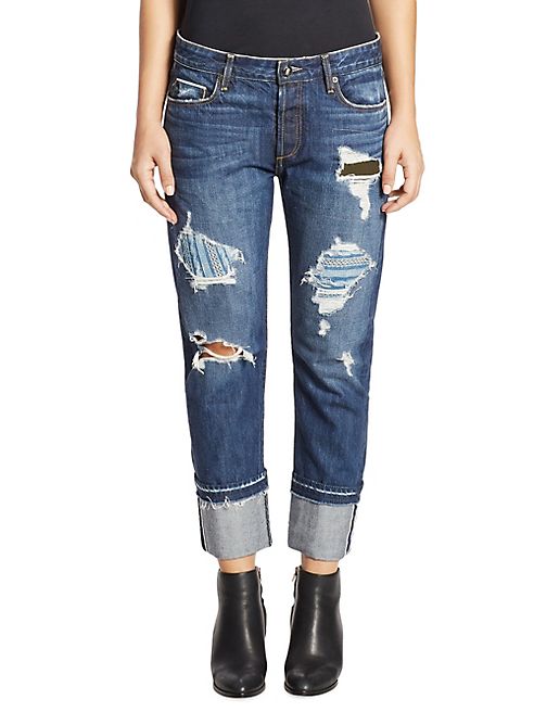 Tortoise - Herma Slim-Fit Distressed Rolled Jeans