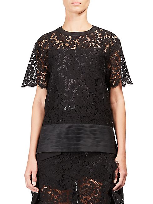 Sacai - Short Sleeve Lace Top