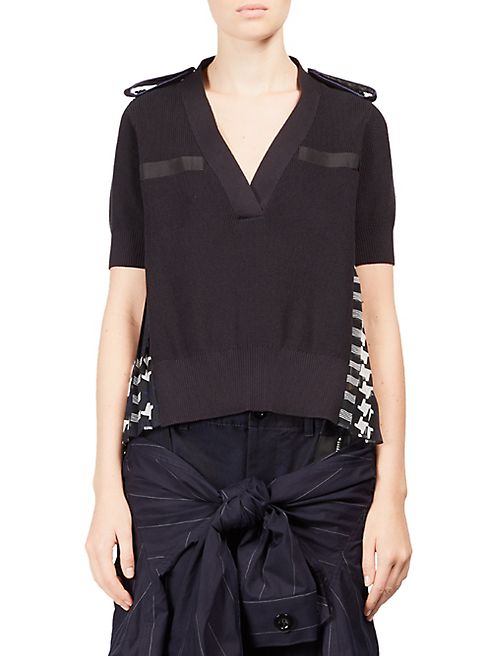 Sacai - Short-Sleeve V-Neck Top