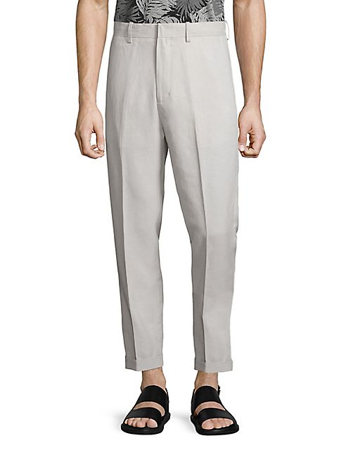 Vince - Relaxed Cotton & Linen Cropped Trousers