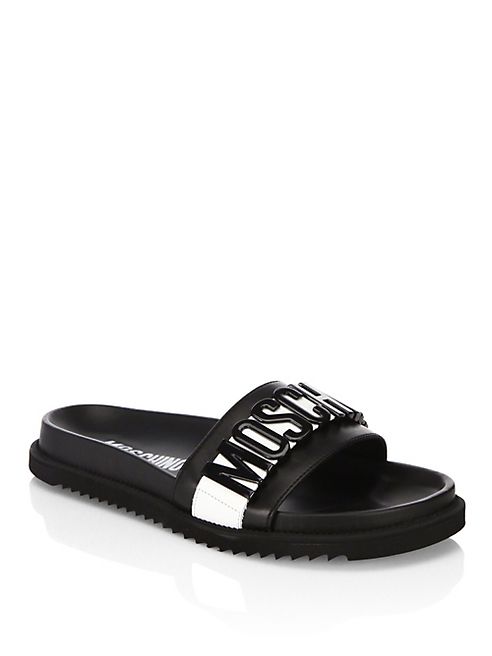 Moschino - Logo Slide Leather Sandals