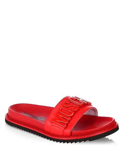 Moschino - Logo Slide Leather Sandals