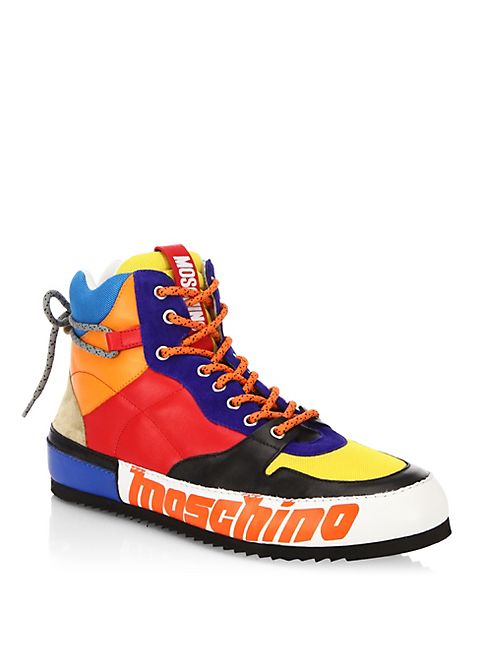 Moschino - Multi-Colored Leather High-Top Sneakers