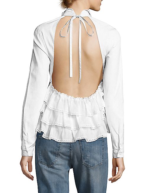 Sandy Liang - Fawn Ruffle Open-Back Top