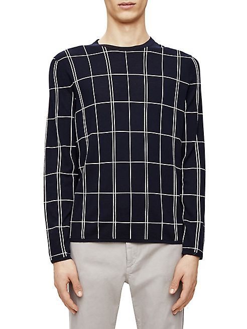 Theory - Vernnon Windowpane Wool Crewneck Sweater