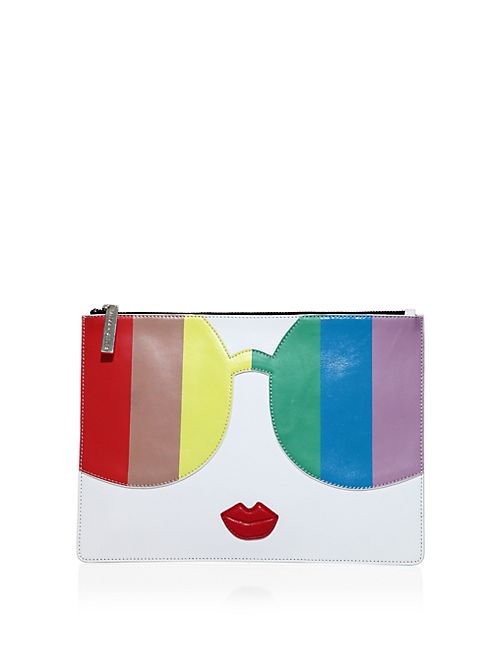 Alice + Olivia - Rainbow Printed Leather Clutch