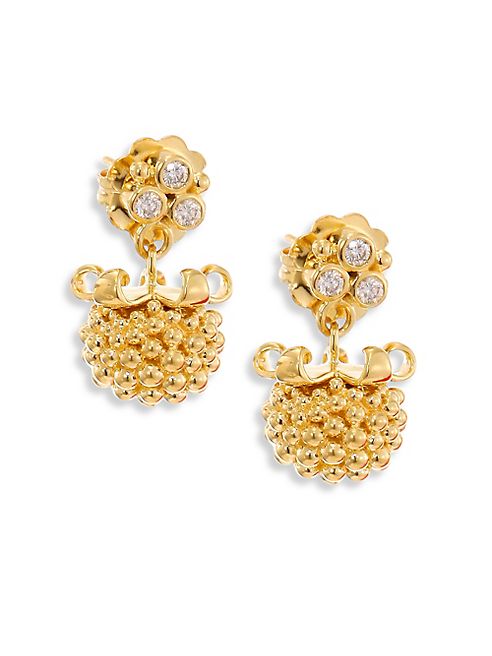 Temple St. Clair - Large Pod Diamond & 18K Yellow Gold Earrings