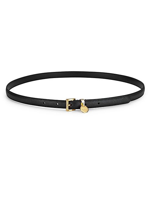 Prada - Charm-Detail Saffiano Leather Belt