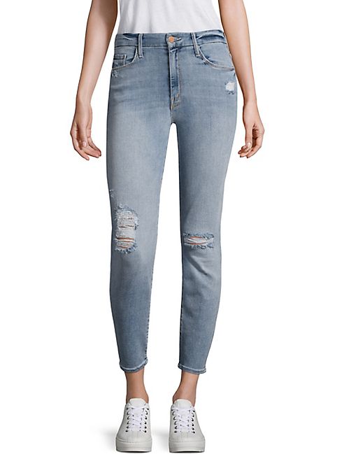 MOTHER - Looker High-Rise Distressed Cropped Skinny Jeans