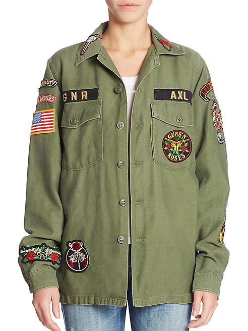 MADEWORN - Guns & Roses Embellished Army Jacket