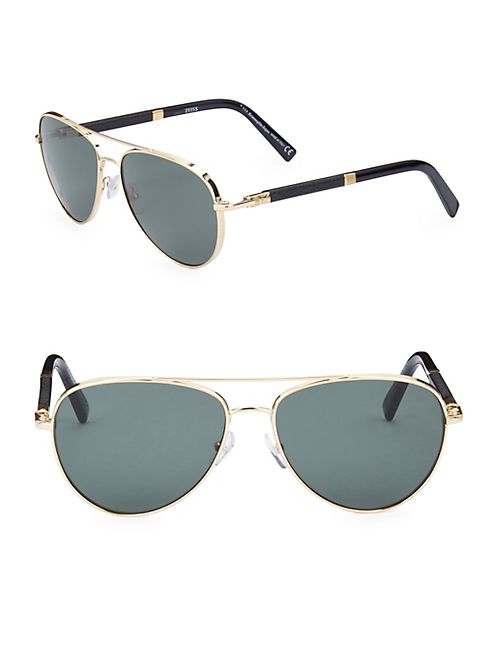 Ermenegildo Zegna - 59MM Leather-Trim Aviator Sunglasses