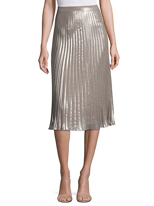 Saks Fifth Avenue Collection - Metallic Pleated Skirt