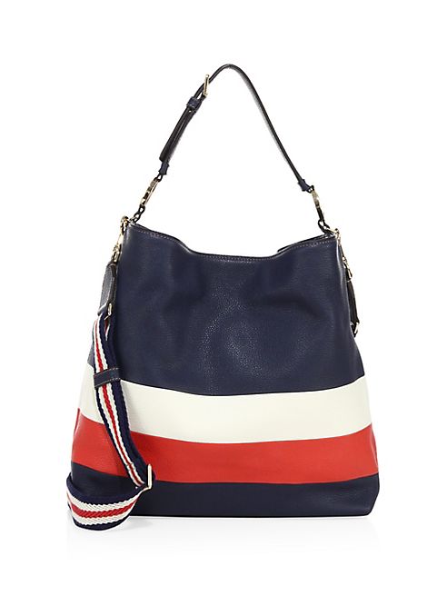 Tory Burch - Duet Stripe Leather Hobo Bag