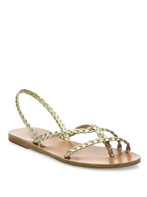 Ancient Greek Sandals - Yianna Braided Vachetta Leather Flat Sandals