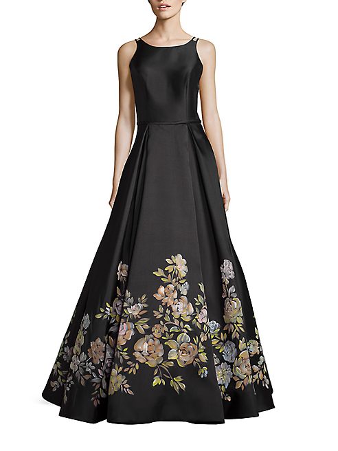 Basix Black Label - Floral-Print A-Line Gown